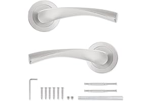 Probrico Internal Door Handle Door Lever Set on Rose - Brushed Nickel (Door Handle)