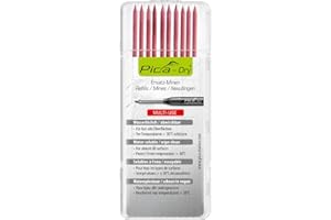 Pica 4031 I 10tlg. Ersatzminen-Set Dry 3030 I Multi-Use für fast alle Oberflächen I wasserlöslich, von glatten Flächen feucht abwischbar I Etui mit 10 Minen in rot