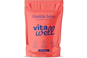 Vitawell Iron Tablets High Strength 14mg with Vitamin C, B6, B12 & Folic Acid | Supports Energy, Reduces Tiredness & Fatigue | Iron Supplements for Women & Men | UK Made (90 Tablets)