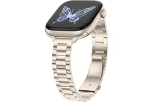 Dolstrap Thin Metal Straps Compatible with Apple Watch Strap 42(Series 11/10)/41/40/38mm, Women Dressy Stainless Steel Slim Band Compatible for iWatch SE 3/2/1 Series 11 10 9 8 76 5 4 3 2 1, Starlight