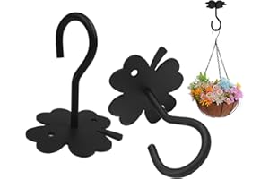WISNEW Hanging Basket Brackets for Garden Plants, Wall Mount Plant Hangers Indoor Outdoor Decor for Cottage, Bird Feeder, Light, Wind Chime. Heavy Duty Window Plant Hanger with 2 Four-leaf-Clover Iron