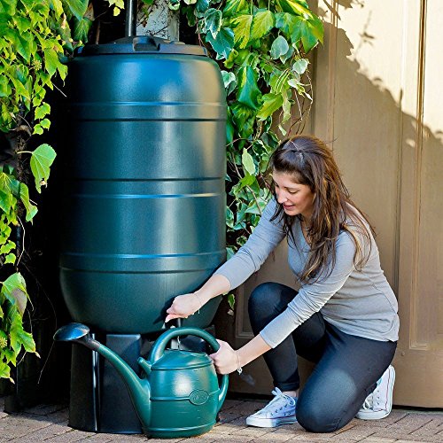 XXL Regentonne aus Kunststoff mit 250 Liter Volumen inklusive Stand, Füllautomat und Hahn! In schlankem Format und dezenter Optik in - 5