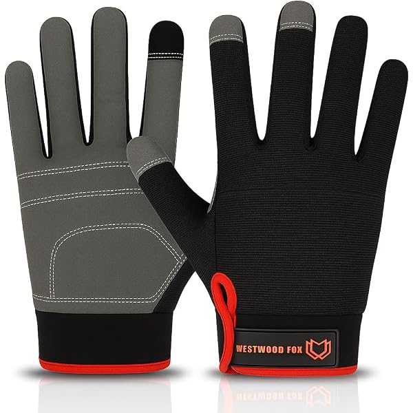 HANDLANDY Gants De Travail Homme Respirants - Compatibles Tactile - Paume PVC/Cuir - Poignet Réglable Uwrist - Pour Bricolage, Jardinage, Livraison