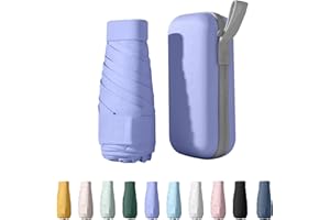 WYDEXINT Mini Reise-Regenschirm, 6 Rippen, Kleiner UV-Faltbar Mit Kapselbox, Reisewasser- Und Winddicht Für Männer Und Frauen (Helles Und Elegantes Lila)