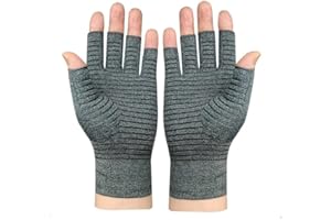Jesata 1 Pair Copper Infused Arthritis Gloves | Medical-Grade Copper Fiber Gloves Elastic Warmth and Compression Therapy Gloves | Compression Gloves for Arthritis Pain Relief, Carpal Tunnel, Injuries