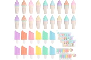 Meanju Mini Textmarker Set 30 Stück, Lustige Leuchtstifte in Eistüte & Eis-am-Stiel Design, Textmarker Klein mit Macaron Farben, Ideal für Schule, Studium, Büro, als Mitgebsel oder Gastgeschenk