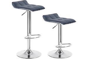 WOLTU Bar Stools Grey Bar Chairs Breakfast Dining Stools for Kitchen Island Counter Bar Stools Set of 2 pcs Leatherette Exterior/Adjustable Swivel Gas Lift/Steel Footrest & Base