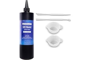 FRENSHION 500G mise à niveau 1 Min à durcissement rapide cristal clair transparent UV résine + 4 Type outil tasse bâton pour la fabrication de bijoux à bricoler soi-même, coulée et revêtement