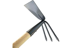 SAFERIDE Rodehacke mit Gabel Unkrauthacke aus Qualitätsstahl Große Gabel-Hacke mit Langem Stiel aus Kiefernholz Unkrautentferner für Garten Beethacke Unkraut-Jäter Breithacke mit 3 Zinken 125 cm