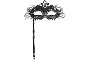 NYXSEAT 1 maska maskaradowa z prętem, weneckie rekwizyty do kostiumu, modna, spersonalizowana maska, akcesoria do maskarady dla mężczyzn i kobiet, strój na Halloween, karnawał, imprezy, maskaradę (czarna)