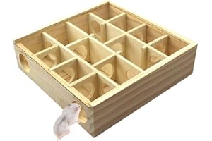 QMYS Hypeety Wooden Maze Tunnel Glass Cover Small Pet Animal Activity Sport Hamster Play Toy Rat Mouse