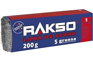 RAKSO Lana de acero gruesa 5-200 g, 1 banda, elimina los restos de barniz de la madera, elimina las salpicaduras de pintura del vidrio y el óxido superficial de las herramientas.