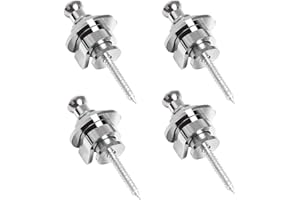 Gasea 4 Stück Befestigungen für Gitarrengurt silber Gitarre Gurt Strap Locks Knöpfe Gurtbefestigung für Gitarre und Bass, Zubehör mit rundem Kopf, mechanische Verriegelung verchromt