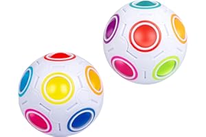SISYS Magic Rainbow Ball 2 PCS 3D Puzzle Ball Mágica del Arco Iris Speed Cubo Pelota Mágica Arco Iris Pelota Juguetes Educativos para Niños y Descompresión para Adultos, Blanco + Blanco