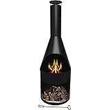 MaxxGarden Heracles - Caminetto per esterni, Braciere da terrazzo, Dimensioni: 45 x 45 x 134 cm, Colore: Nero