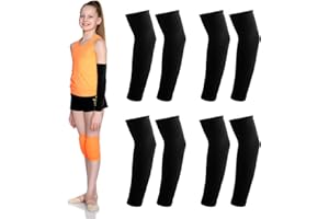 NQEUEPN 4 Pairs of Children's Sports Arm Protectors, UV Protection for Children, Cooling Sleeves for Sleeves, Basketball for Children, Protect the Arms and Give Children Protection for the Sun and