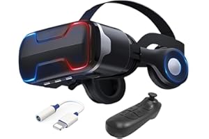 PUCIO Gafas Realidad Virtual Movil con Mando, 3D VR Gafas para Película 3d Juego Immersivo, Ángulo Visión 90-100º Objetivo y Pupila Regulable, Gafas VR para 4.7"-6.5" Android/iOS Smartphone, Regalos Niños (