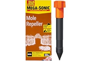 Defenders Mega-Sonic Mole Repeller Stake (Battery Powered, Hi-Vis, Humane, Natural Mole Deterrent) - STV645, Multicolour, 8.5x12x28 cm