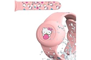 Niños Impermeables para Pulsera Airtag: WUZUN Lindos Dibujos Animados Ajustables Ocultos para Apple Air Tag Holder, Funda de Correa de Rastreador GPS Antipérdida de Silicona (Gato)