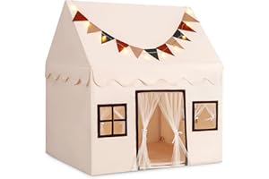 COSTWAY Domek do zabawy dla dzieci, namiot dziecięcy z matą i lampkami, namiot do zabawy w pomieszczeniach, domek dla dzieci od 3 lat, do pokoju dziecięcego, pokoju zabaw, na imprezę