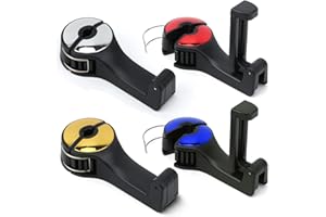 QUOTRE 4 Pezzi Gancio Poggiatesta Auto, Gancio Sedile Auto Ganci 2 in 1 Auto Sedile Posteriore Rotazione a 360 °Ganci Posteriori Gancio di Supporto per Auto per Borsa, Cellulare