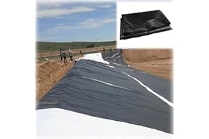 Bâche D'étang en PVC Noir 4x6m 3x8m 5x12m 10x11m 11x12m Liner pour Bassin de Jardin Résistant aux Racines Revêtement Bassin Extérieur Membrane pour Aménagement Paysager, Fontaine 0,12mm D'épaisseur