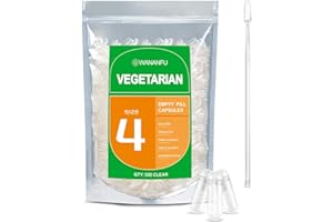 WANANFU Size 4 Empty Capsules Vegetarian (500 Count) Bundle with 2 Micro Lab Spoons, Compatible with Capsule Filling Machine Size 4