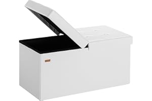 CASARIA® 100L Storage Bench | Foldable Footstool | Fabric Ottoman with Lid | 300kg Load Capacity | Comfortable Padding | Versatile Use for Living Room, Bedroom, or Hallway | White