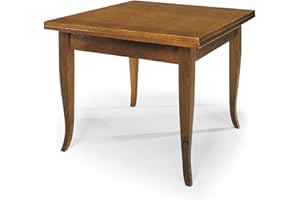 KONTE.DESIGN Tavolo SANTO SPIRITO Allungabile a Libro in legno nobilitato stile arte povera, finitua noce, 80 x 80/160 x 80 cm