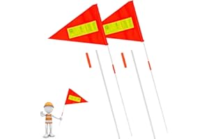 XIHIRCD Lot de 2 Drapeaux de Sécurité avec Poteau, Alerte pour Enfants Panneaux de Ralentissement Drapeaux de Sécurité pour Quartiers Panneaux d'Avertissement Compatibles avec Step 2