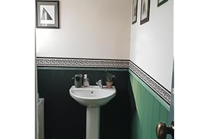 FUNLIFE 2 Rouleaux frise murale adhesive géométrie, Imperméable plinthe pvc, Convient pour les cuisines, Salle de Bains, Plafond, Salon, Chambre Décoration plinthe adhesive 10cm X 200cm Brossé Argent