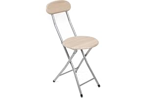 LA BOLATA The Secret Home - Taburete Plegable de Cocina - Silla Plegable de Metal y Madera - Silla Apta para Interior y Exterior - Alto. 73 cm x Diámetro. Ø30 cm