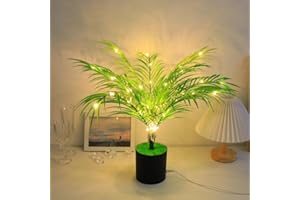 BomKra Room Decor Table Lamp Creative Potted Plant Shape, Natural Style Bedside Lamp Simulated Green Plants Night Light Gifts (Dypsis lutescens)