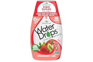 SweetLeaf Gouttes d'eau avec édulcorant Stevia - 48 portions (48 ml), parfum fraise et kiwi