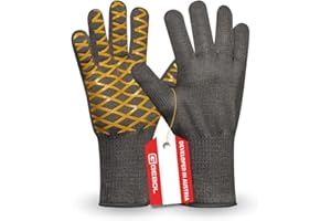 Gebol Grill Master (1 Paar) - Aramid-Faser Grillhandschuhe, hitzebeständig bis 250°C, feuerfeste Kaminhandschuhe mit Silikonbeschichtung & Unterarmschutz