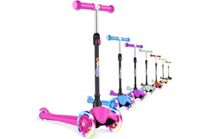 BELEEV A1 Trottinette pour Enfants de 2 à 6 Ans, Trottinette à 3 Roues pour Tout-Petits, Filles et Garçons, LED Roues Lumineuses, Hauteur Réglable, Inclinée pour Diriger, Plateau Antidérapant