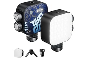 Magnetic RGB Video Light, PHOTOOLEX Tofu Black knight Camera Light Mini 360° Full-Color LED Light 2500-9900K w Rechargeable Battery + Clip+Tripod+ Soft Cover for GoPro Studio Streaming Tiktok Vlog