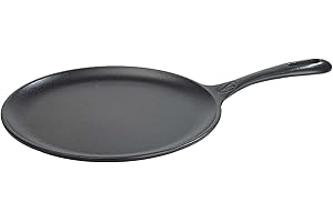 VICTORIA Plancha Cocina Inducción Comal Hierro Fundido Esmaltado para Pizza, Tortillas 26,6cm, Fuego, Barbacoa, Horno, Vitrocerámica, Gas, Sartén Libre de Tóxicos sin PTFE