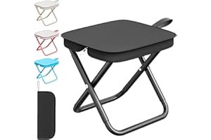 LUKIUP Taburete Plegable Portátil, Banco Plegable Exterior, Mini Taburete Plegable para Viajes Senderismo Jardín Pesca Barbacoa Playa (Negro)