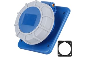 GAESHOW Prise Encastrée Industrielle CEE 16A, 220-250V Prise Electrique Femelle avec couvercle, Prise de courant de rivage de bateau avec joint IP67 étanche, pour caravane de camping-car de Yacht RV