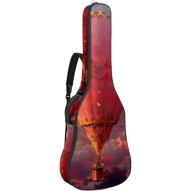 Custodia Per Chitarra Acustica 40/41/42 Pollici – Impermeabile, Imbottita, Con Tasche Multiple E Motivo Mongolfiera Rosa