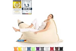 LAZY BAG Giant Bean Bag Chair XXL Indoor and Outdoor living room balcony garden bean bag 400L giant beanbag seat cushion chair for children & adults 180 x 140cm (Nylon, Beige)