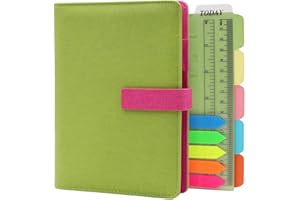 TSY - Agenda recargable, diarios y cuadernos, organizador personal ejecutivo para hombres y mujeres, carpeta de 6 agujeros con anillas con papel forrado, soporte para bolígrafos, color verde, A6