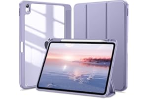Etui Vobafe do iPada Air 2022 5 generacji 10,9 cala/iPad Air 4 2020 10,9", przezroczyste etui do przechowywania i ładowania długopisu iPencil 2, automatyczne uśpienie/budzik, liliowe