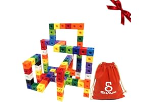 SHAWE Kids Construction Toys, Snap Cube Autism Toys, Creative and Educational Alternative to Building Blocks - Kids Safe Material! Package in Adorable Bag (100 Pieces Cubes)