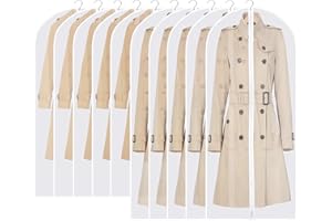 Housses de Vêtements Transparentes, Ouinne Lot de 10 Housses Anti-Poussière Protégez vos Vêtements avec Les Housses de Rangement pour une Penderie de Vêtements Bien Rangée, 60×120/140 cm (Blanc)