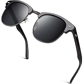 GQUEEN Sunglasses Men Women Polarized Classic Half Style Retro Frame UV400 Protection for Driving GQO6