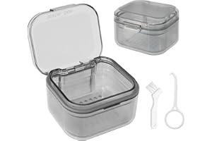 HNCY Zahnspangendose, Zahnspangendose zum Reinigen, Gebissdose Tragbar, Zahnprothesen Behälter mit Sieb und Spiegel, Zahnschiene box für Zahnspange/Falsche Zähne Aufbewahrung und Reiniger, Denture Bath Box