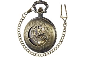 Tiong Vintage Unique Hollow Mechanical Steampunk Pocket Watch with Chain Skeleton Roman Numerals Pocket Watches for Men Gifts & Box