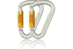 SOB Mosquetones de Escalada Mosquetón de Bloqueo,Gancho Mosquetón de Trabajo Pesado con Tapón de Rosca, Hecho de Aeroespacial Aluminio 7075, 2PCS